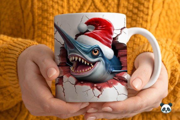 3D Christmas Swordfish Mug Wrap: A Festive Sublimation Design Guide