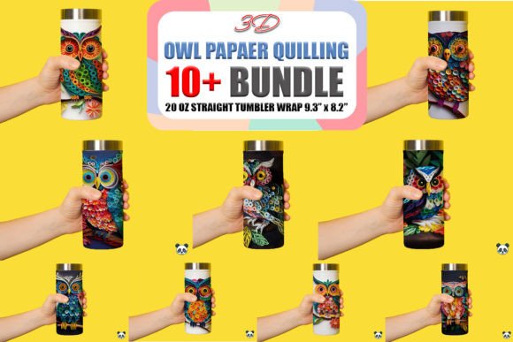 3D Owl Paper Quilling Tumbler Bundle