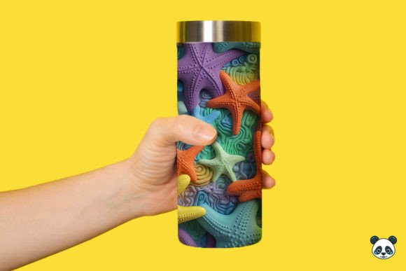 3D Starfish Seamless Pattern for Tumblers