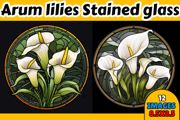 Arum Lilies Stained Glass Digital Art