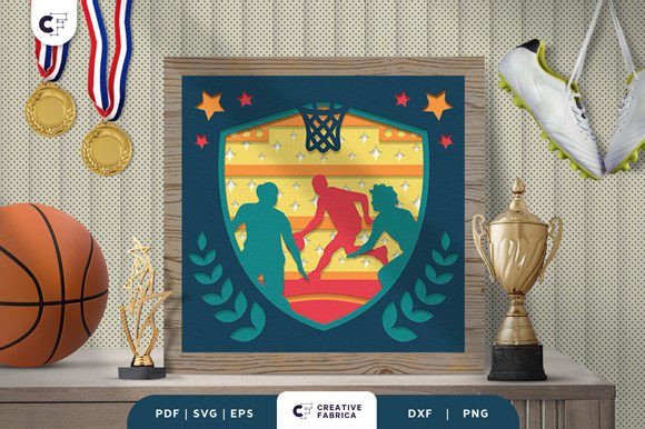 Basketball Player Dribbling 3D Light Box SVG: Elevate Your Sports Decor