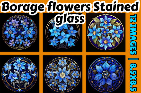 Borage Flowers Stained Glass Design