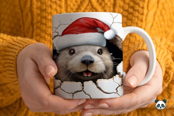 Bring the Ocean to Your Holiday Table with a 3D Christmas Sea Otter Mug Wrap