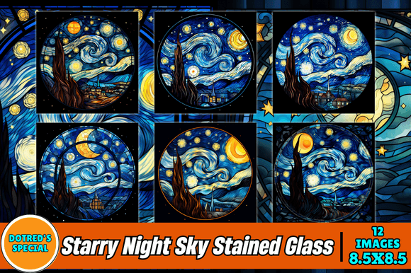 Celestial Charm: Starry Night Sky Stained Glass