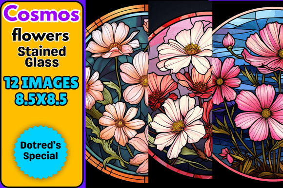 Cosmos Flowers Stained Glass: Strategic Design Assets for Creative Branding