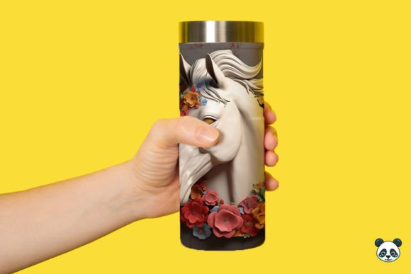 Elevate Your Sublimation Projects with a Colorful White Horse 3D Tumbler Wrap PNG