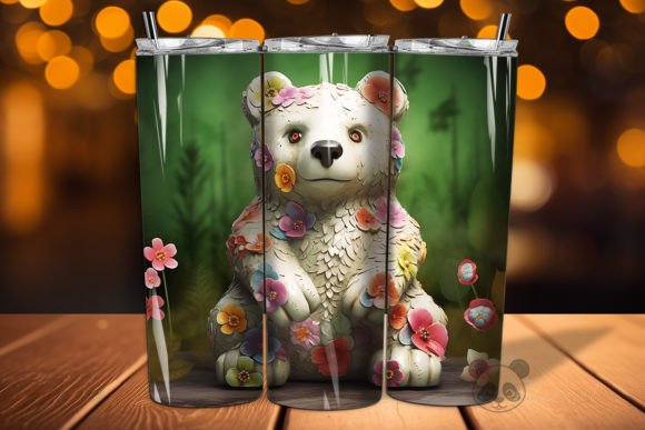 Evaluating the 3D Bear Tumbler Wrap PNG for Professional Sublimation Projects