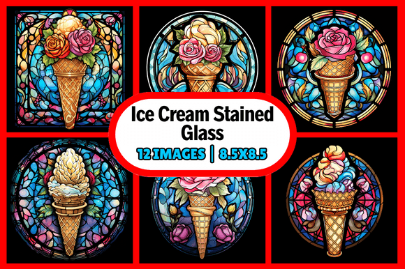 Ice Cream Stained Glass Digital Art Pack