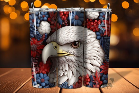Patriotic Eagle 3D Tumbler Wrap PNG Design