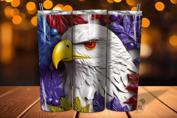 Patriotic Eagle 3D Tumbler Wrap PNG Design