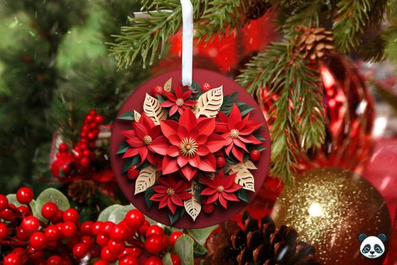 Poinsettia 3D Christmas Ornament Design