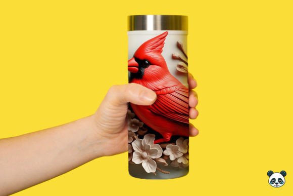 Stunning 3D Red Cardinal Bird Tumbler Wrap PNG