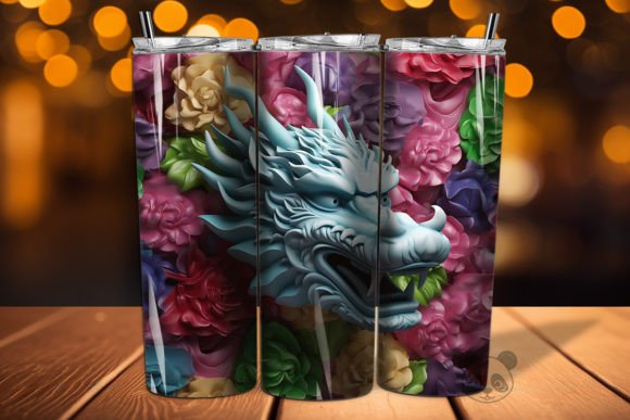 Transform Your Sublimation Projects with the 3D Dragon Tumbler Wrap Png 1 Design