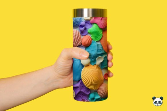 Vibrant 3D Seashell Tumbler Wrap Design